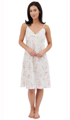 Indigo Sky Water Colour Floral Matt Satin Chemise On Padded Hangers